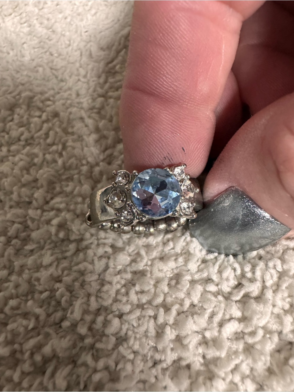 Paparazzi Silver-Tone Ring with Light Blue Gemstone